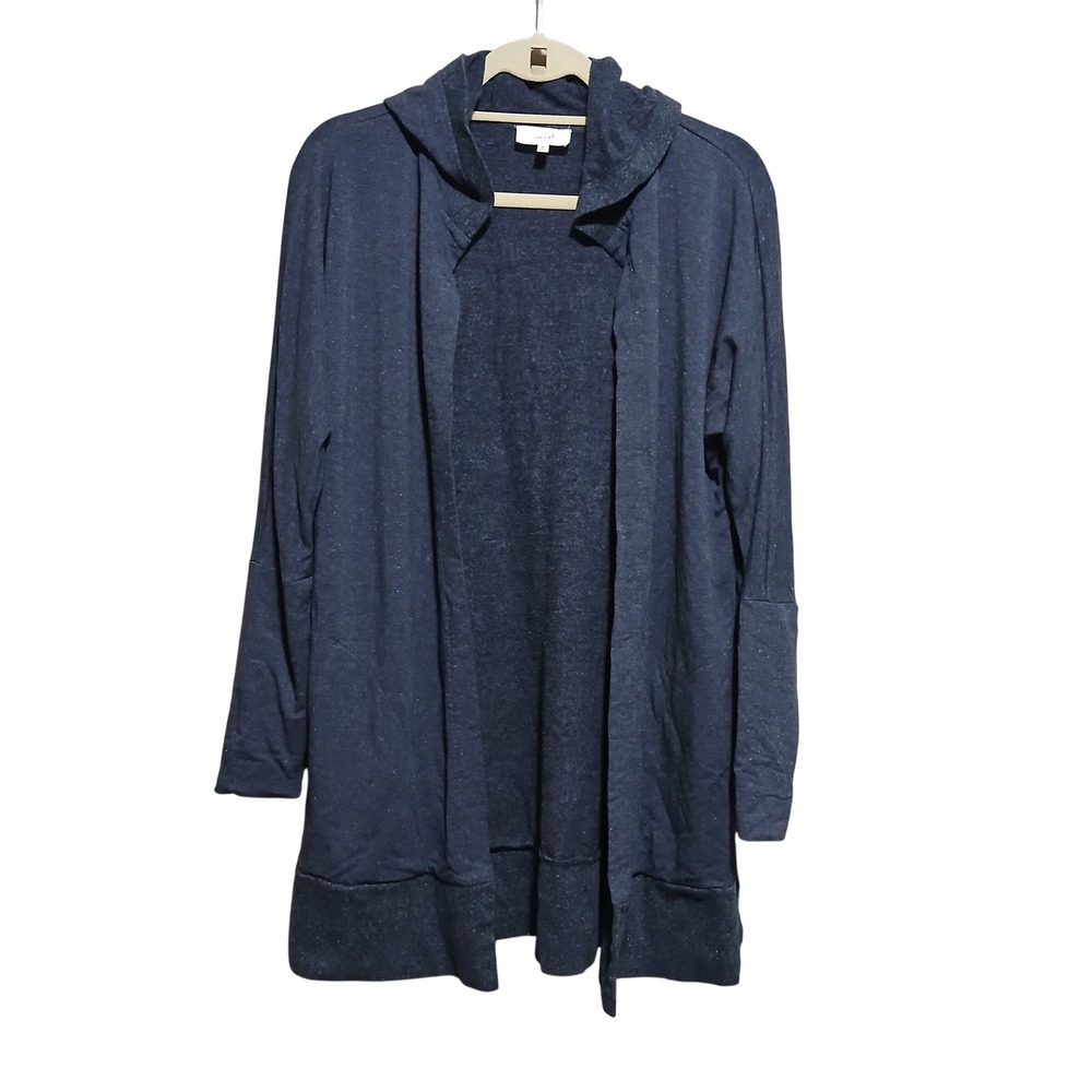 Soma‎ WKND Cozy Open Front Hooded Cardigan Knit Tunic Blue Women Medium